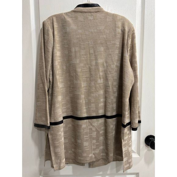 MING WANG Knit Cardigan, Faux Leather Trim, Women’s Medium/Large - Picture 4 of 6